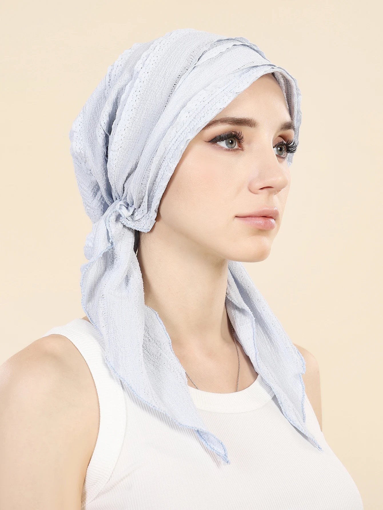 Ramadan Solid Color Turban Hijab Hats Long Tail Head Wraps Soft Elastic Muslim Hats Breathable Chemo Cap For Women Girls