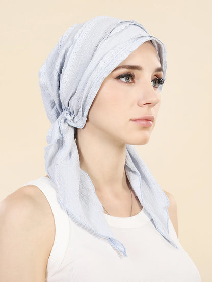 Ramadan Solid Color Turban Hijab Hats Long Tail Head Wraps Soft Elastic Muslim Hats Breathable Chemo Cap For Women Girls