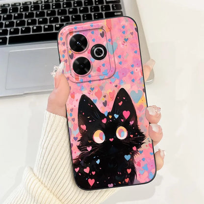 Casing For Redmi 13 Case 13 5G Cute Cat Fashion Luxury Flowers Silicone Shockproof Back Cover For Redmi 13 5G Phone Case Bumper