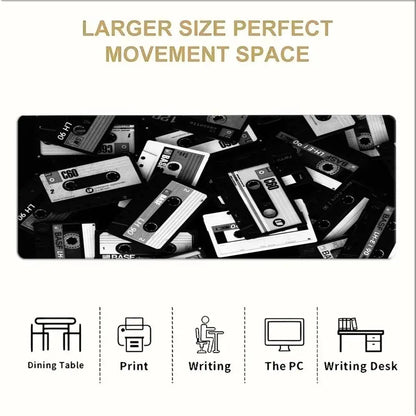 Large Retro Cassette Tape Gaming Mouse Pad NonSlip Rubber Base Keyboard Desk Mat Vintage Desktop Mousepad Gamer Office Table Mat