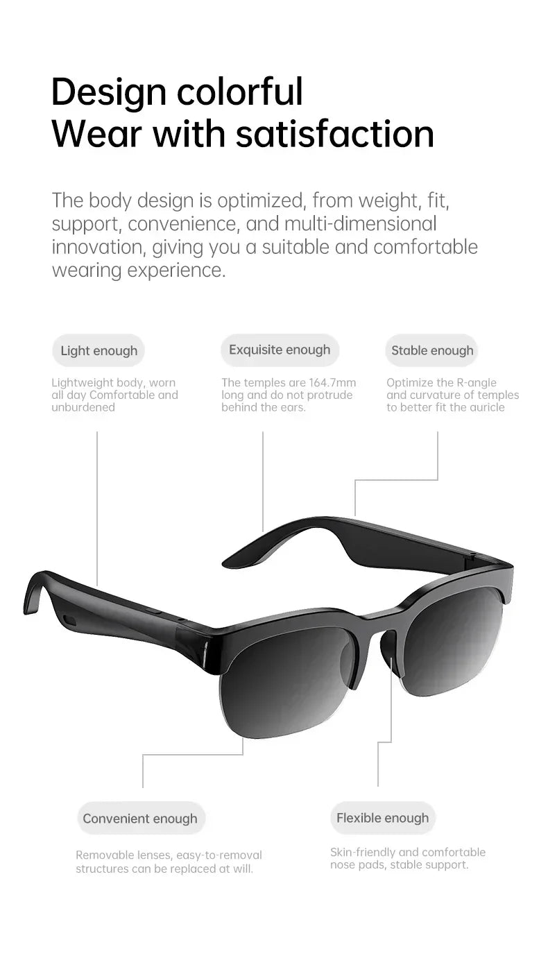 XG89 Smart Bluetooth Audio Sunglasses, Real-Time Translator Glasses with Anti-UV HD Lenses for Travel Driving Outdoor