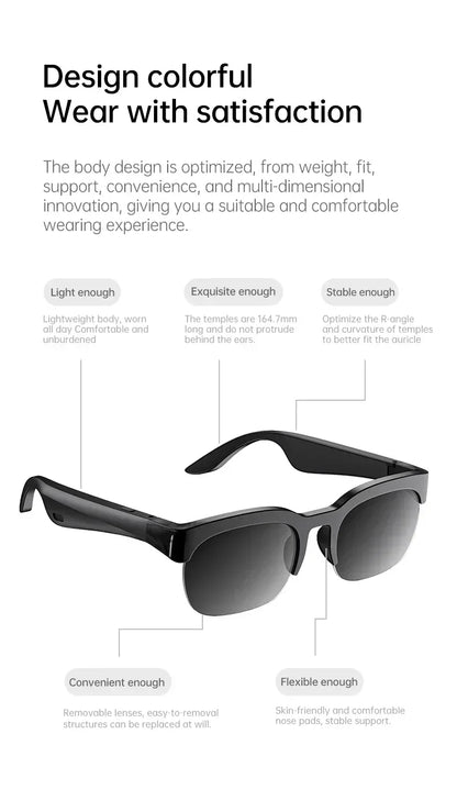 XG89 Smart Bluetooth Audio Sunglasses, Real-Time Translator Glasses with Anti-UV HD Lenses for Travel Driving Outdoor