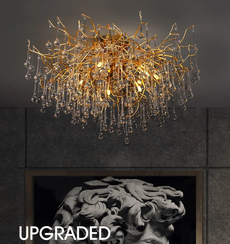 Rectangle Luxury Gold Crystal Chandelier For Dining Living Room Lobby Kitchen Table Modern Lurxy Gold Crystal Celling Chandelier
