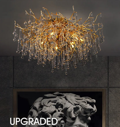 Rectangle Luxury Gold Crystal Chandelier For Dining Living Room Lobby Kitchen Table Modern Lurxy Gold Crystal Celling Chandelier