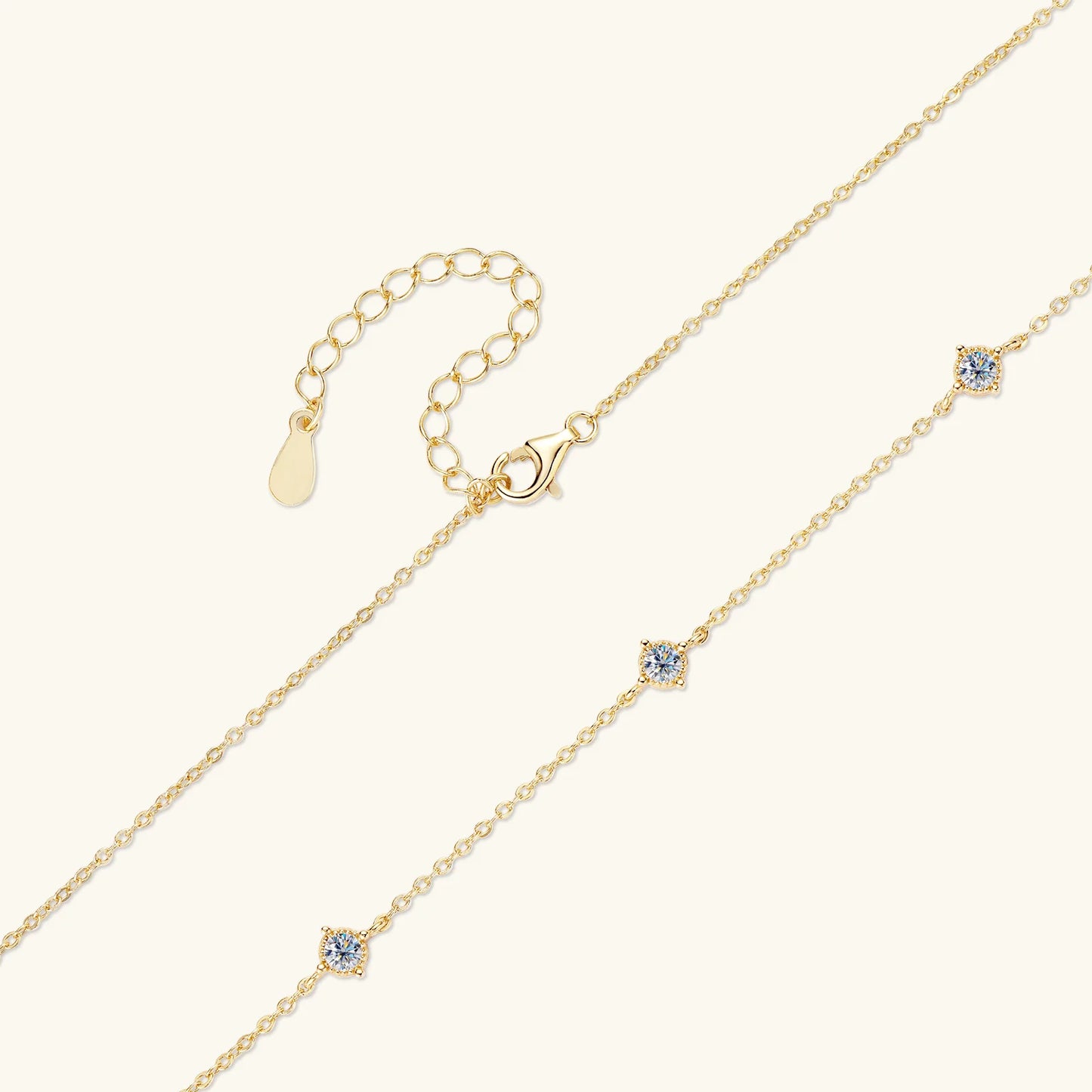 Sweetrain 3mm Moissanite Diamond Necklaces for Women Dainty 18k Gold Plated/925 Sterling Silver Neck Chain Female Trendy Jewelry