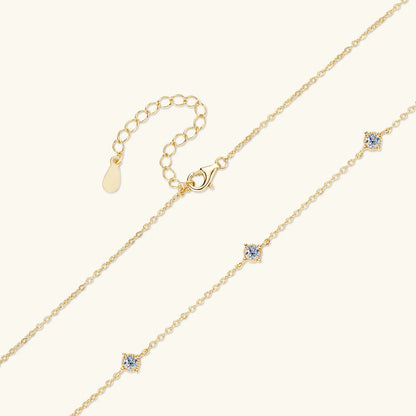 Sweetrain 3mm Moissanite Diamond Necklaces for Women Dainty 18k Gold Plated/925 Sterling Silver Neck Chain Female Trendy Jewelry