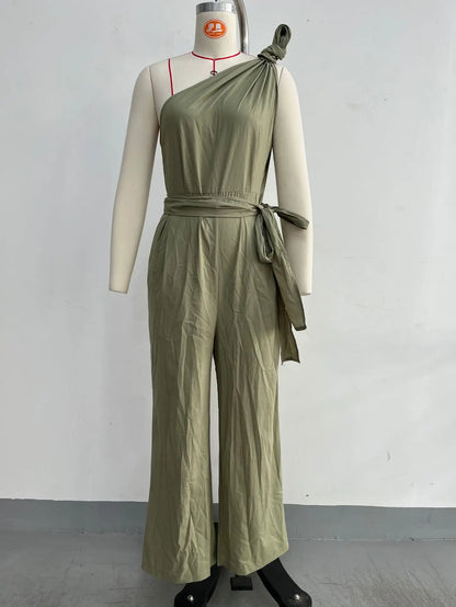 Fashion Sleeveless Jumpsuits For Woman 2026 Summer Casual One Shoulder One Piece Clothes Rompers High Quality Elegant