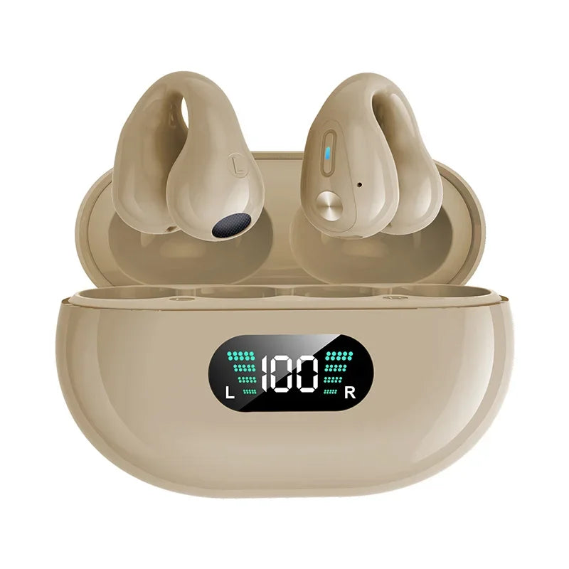 NEW TWS Q80 Wireless Headphones Bluetooth 5.3 Bone Conduction Earphones Earclip Design Touch Control Led Earbuds Sports Headsets