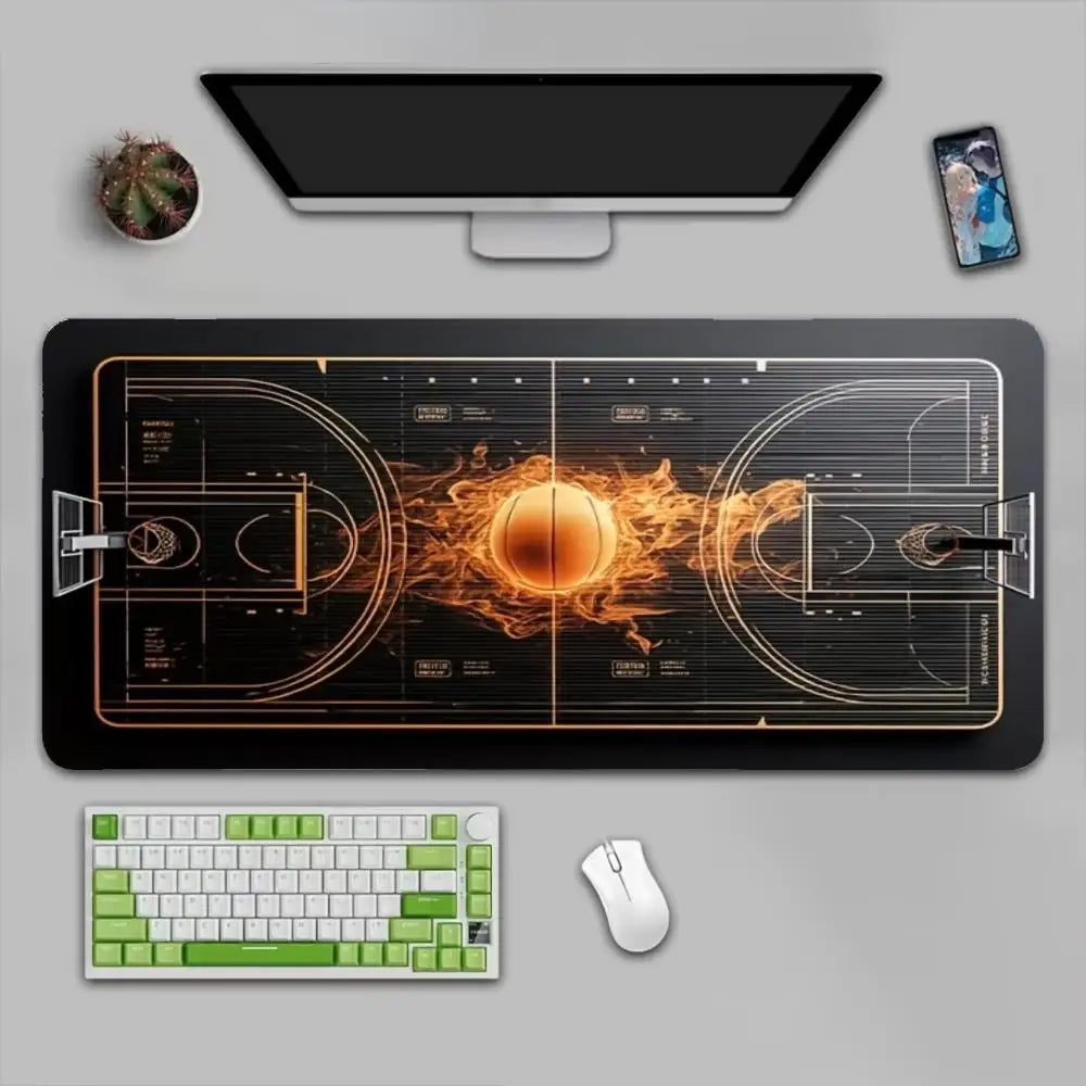 Basketball court Mouse Pad Large Computer Office Game Table Mat Rubber Anti-slip Stitched Edge Keyboard Mat 90x40 XXL Desk Pad