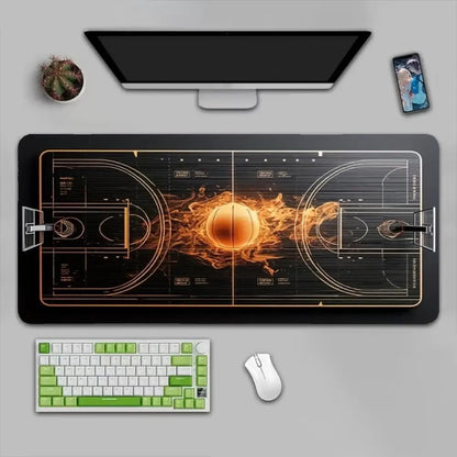 Basketball court Mouse Pad Large Computer Office Game Table Mat Rubber Anti-slip Stitched Edge Keyboard Mat 90x40 XXL Desk Pad