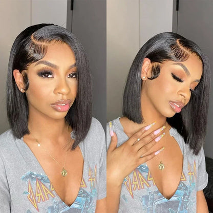 2026 new Front Human Hair Bone Straight Wigs Cheap Short Bob Wig Brazilian Preplucked Lace Frontal Wigs 100% Human Hair