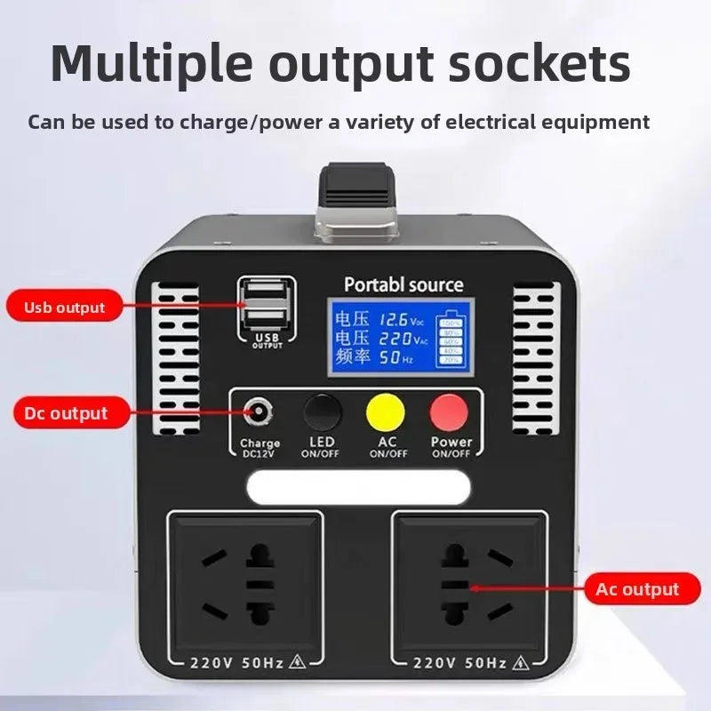 300W Portable Power Station 220V 166.5wh/333wh Outdoor Solar Generator Household Portable Stall Camping Emergency Power Supply