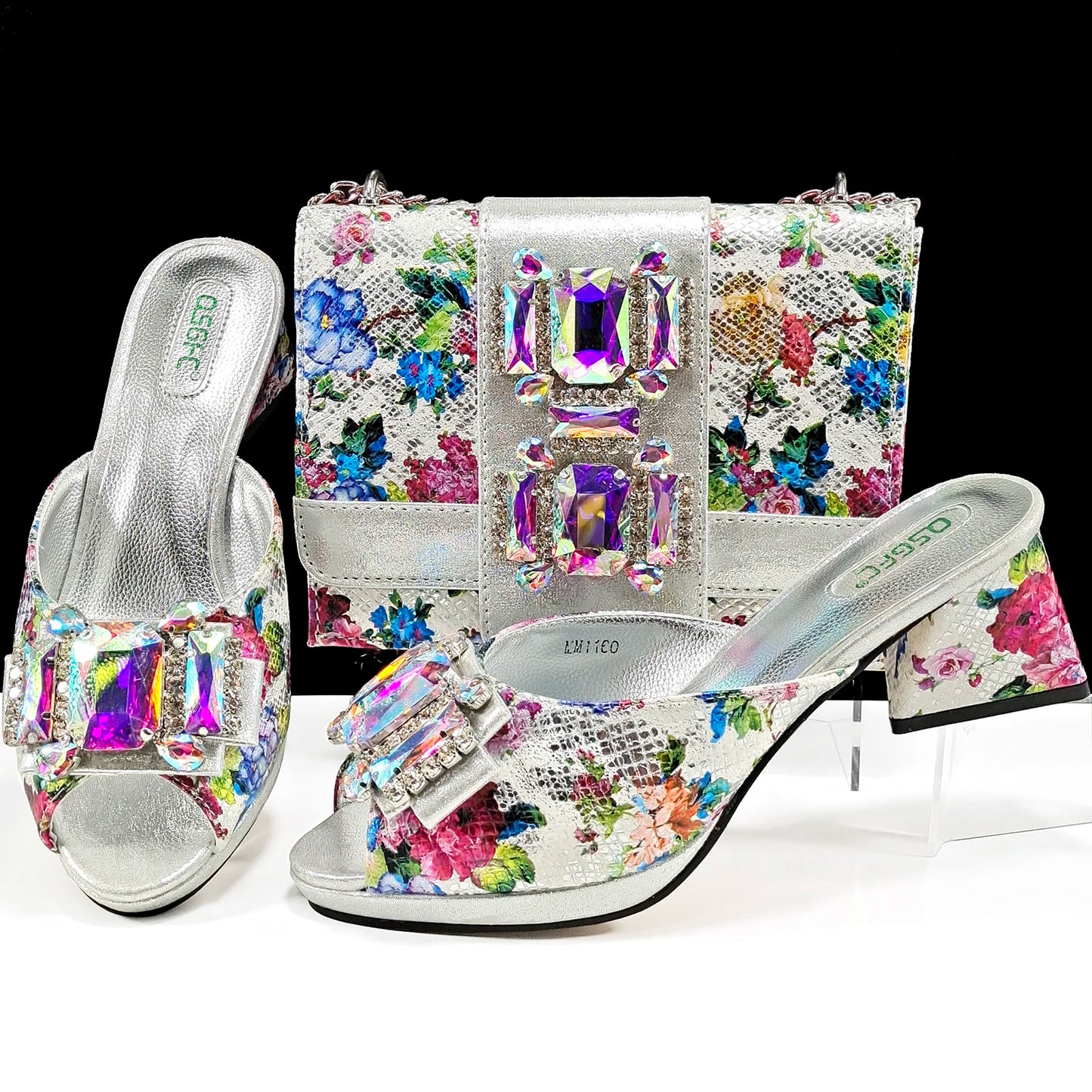 QSGFC Italian Sandals and Bags Matching Set 2026 Women Heel Party for Rose Gold Colour Wedding Bigger Size Thick Heel Shoes