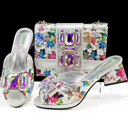 QSGFC Italian Sandals and Bags Matching Set 2026 Women Heel Party for Rose Gold Colour Wedding Bigger Size Thick Heel Shoes