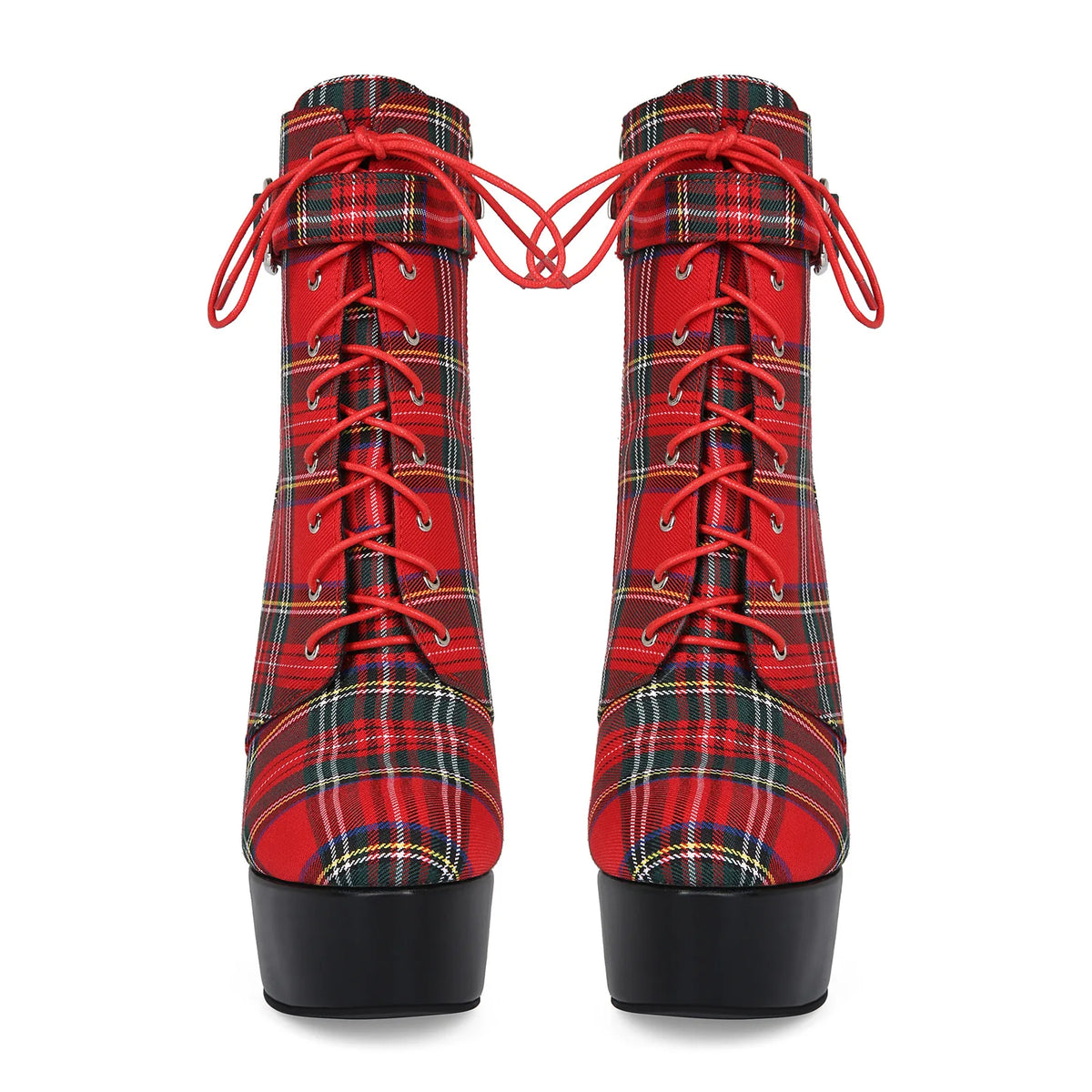 Mixed Colors Red Pointed Toe Belt Buckle Mid-Calf Lace Up Women Boots Stiletto High Heels Side Zipper Design Large Size Shoes