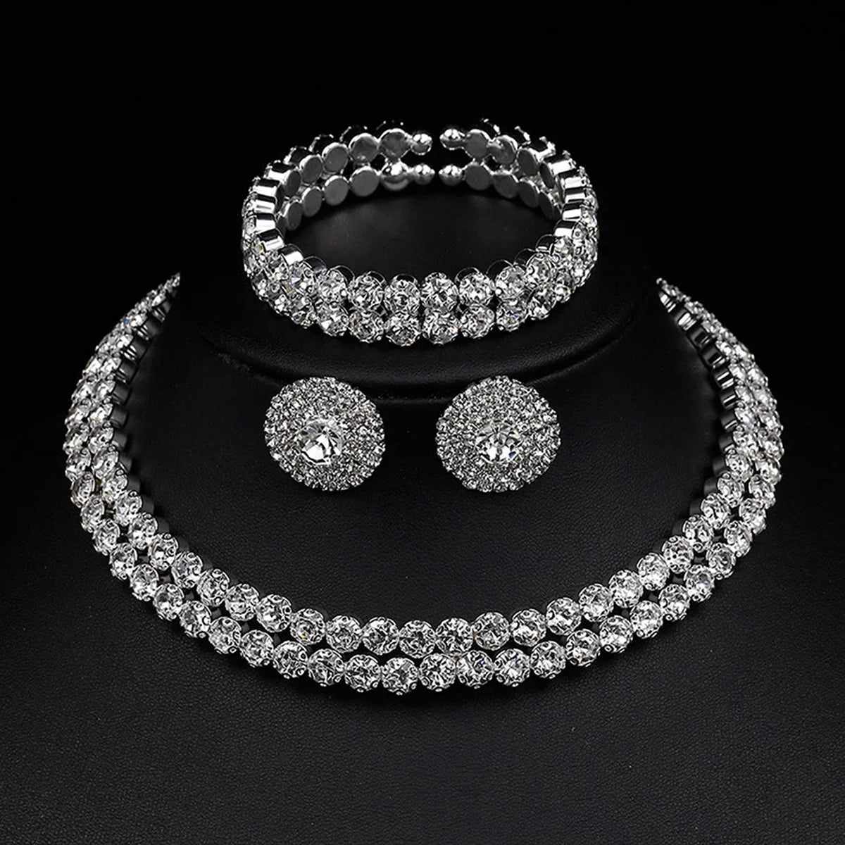 4 pieces of women's fashionable and minimalist necklaces with earrings, bracelets, jewelry sets, banquet and party accessories