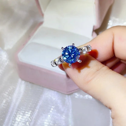 luxury 18K white gold and platinum PT950 marquise colored diamond moissanite ring women's colored special-shaped ring