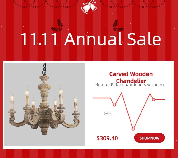 French Country white wood Bead Chandelier dining room bedroom princess Decorative chandelier 3/5 lights hanging light fixture