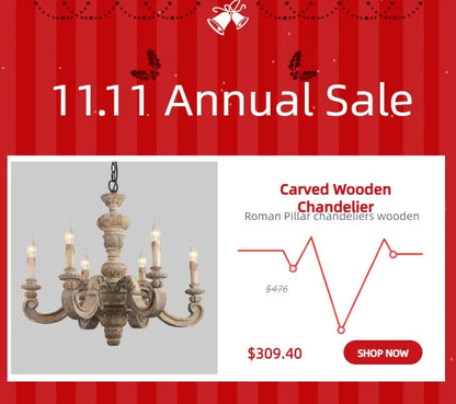 French Country white wood Bead Chandelier dining room bedroom princess Decorative chandelier 3/5 lights hanging light fixture