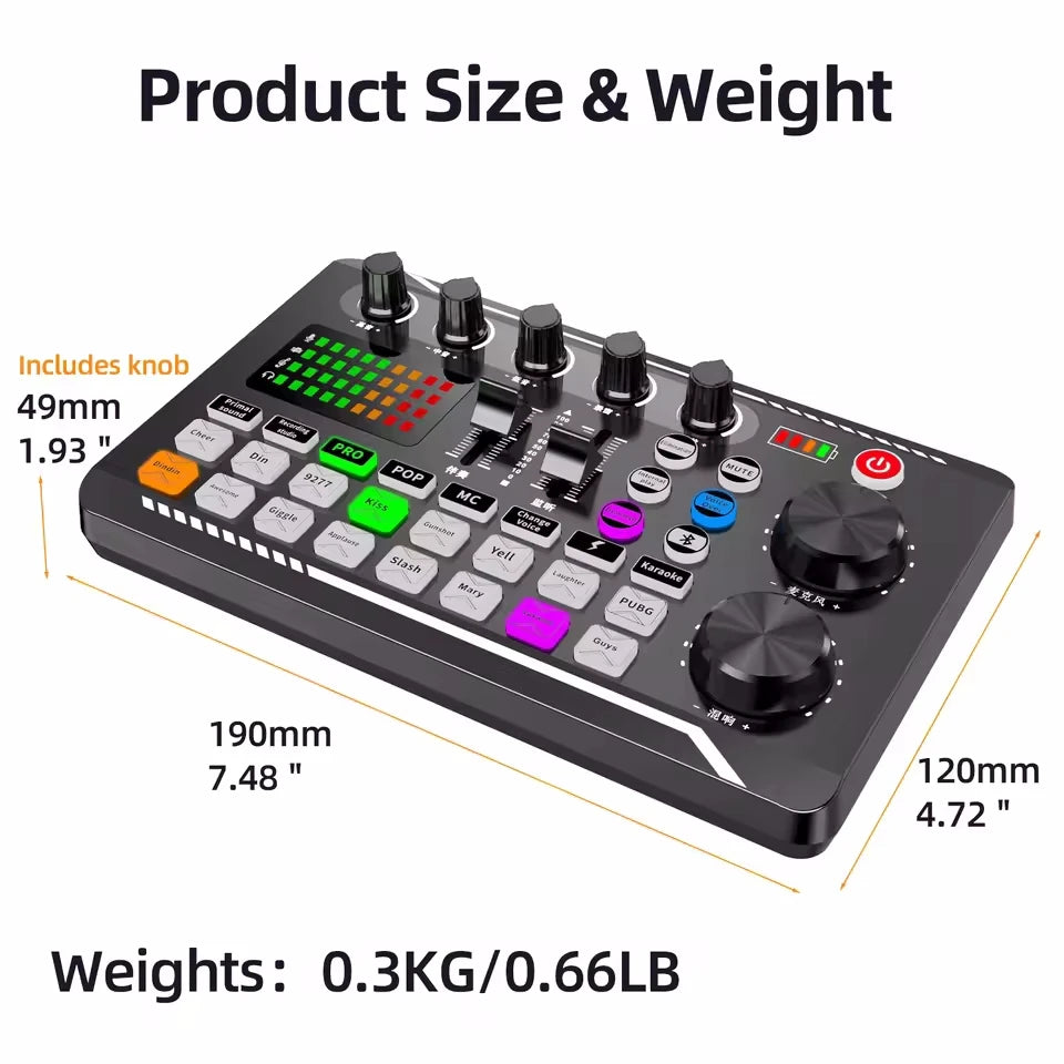Professional Mic Microphone Wireless Sound Mixer Card Bluetooth Voice Changer For PC Condenser USB Wired Digital Live Soundcard