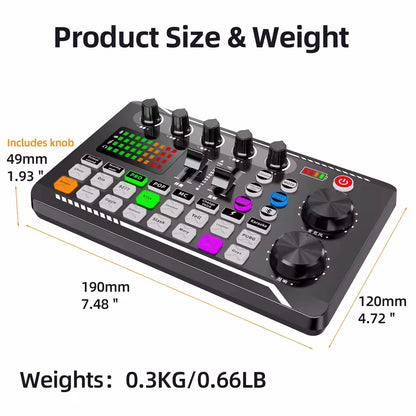 Professional Mic Microphone Wireless Sound Mixer Card Bluetooth Voice Changer For PC Condenser USB Wired Digital Live Soundcard