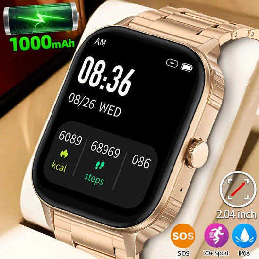 2026 1000mAh Large Battery 2026 New 2.04" HD Display Health Monitor Smart Watch Bluetooth Call IP68 Waterproof Sports Smartwatch