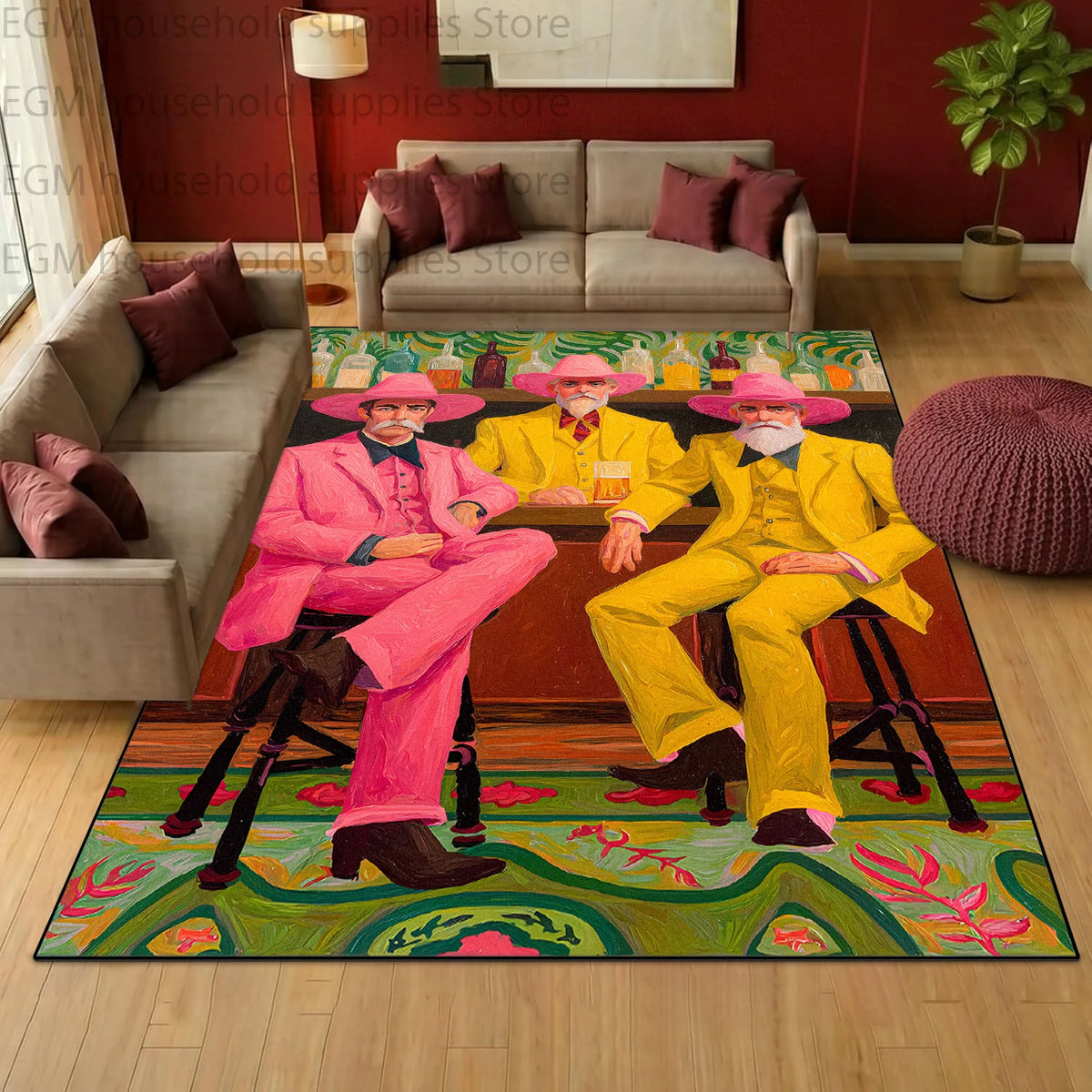 Retro Pop Art Oil Painting Carpet for Living Room Bohemian Home Decor Large Area Rugs Non-slip Washable Bedroom Fluffy Floor Mat