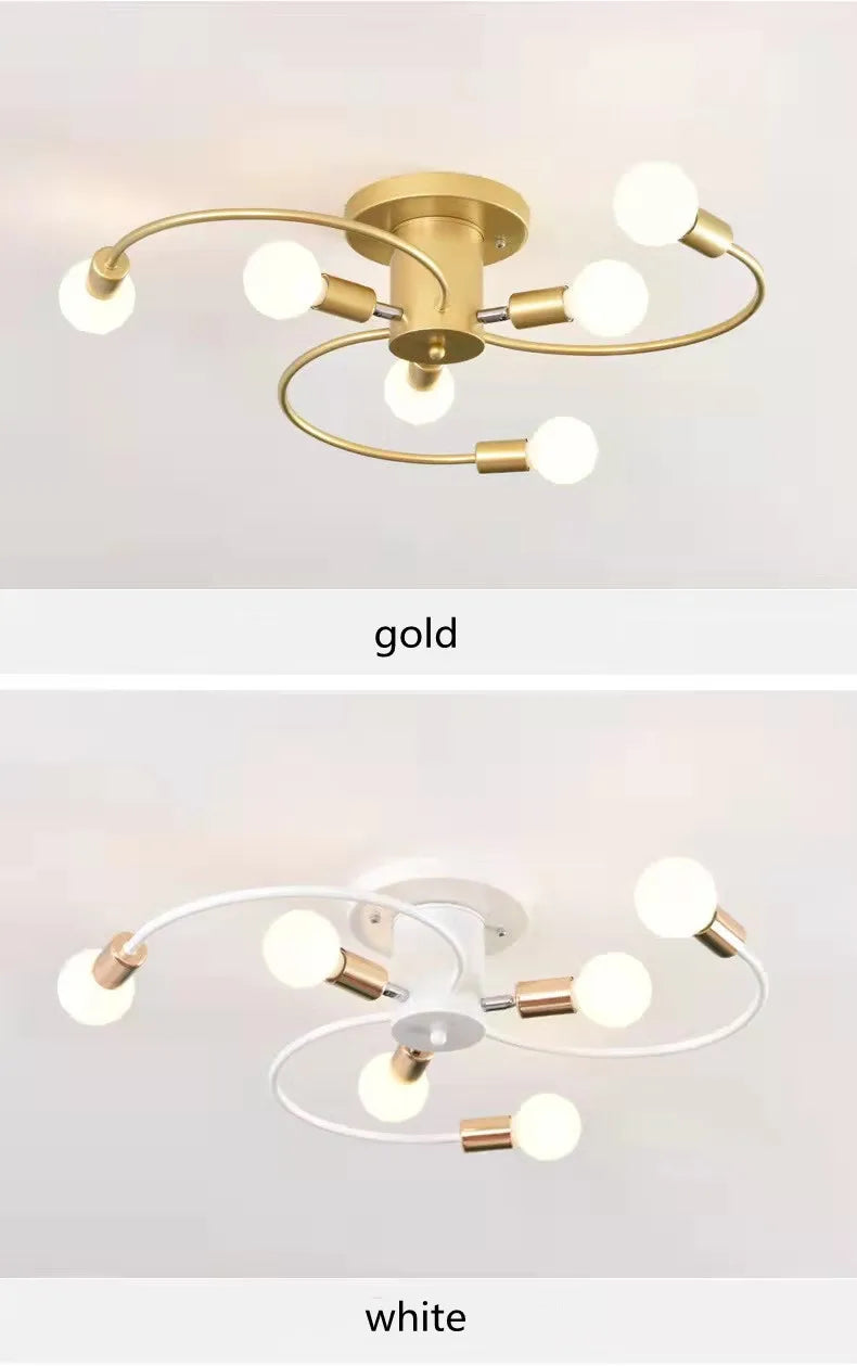 Minimalist Black/White/Gold Chandelier Simple Nordic Metal Chandelier Ceiling Lights for Living Room Bedroom Kitchen Bar Lustre