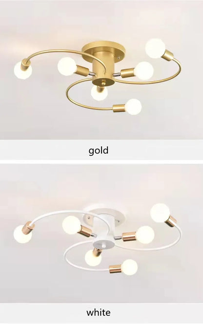 Minimalist Black/White/Gold Chandelier Simple Nordic Metal Chandelier Ceiling Lights for Living Room Bedroom Kitchen Bar Lustre
