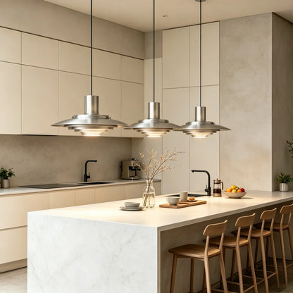 UFO shape Pendant Light Silver Aluminum Multi-level Chandelier Creative Dining Table Bar Desk Lamp Home Decorative Lights
