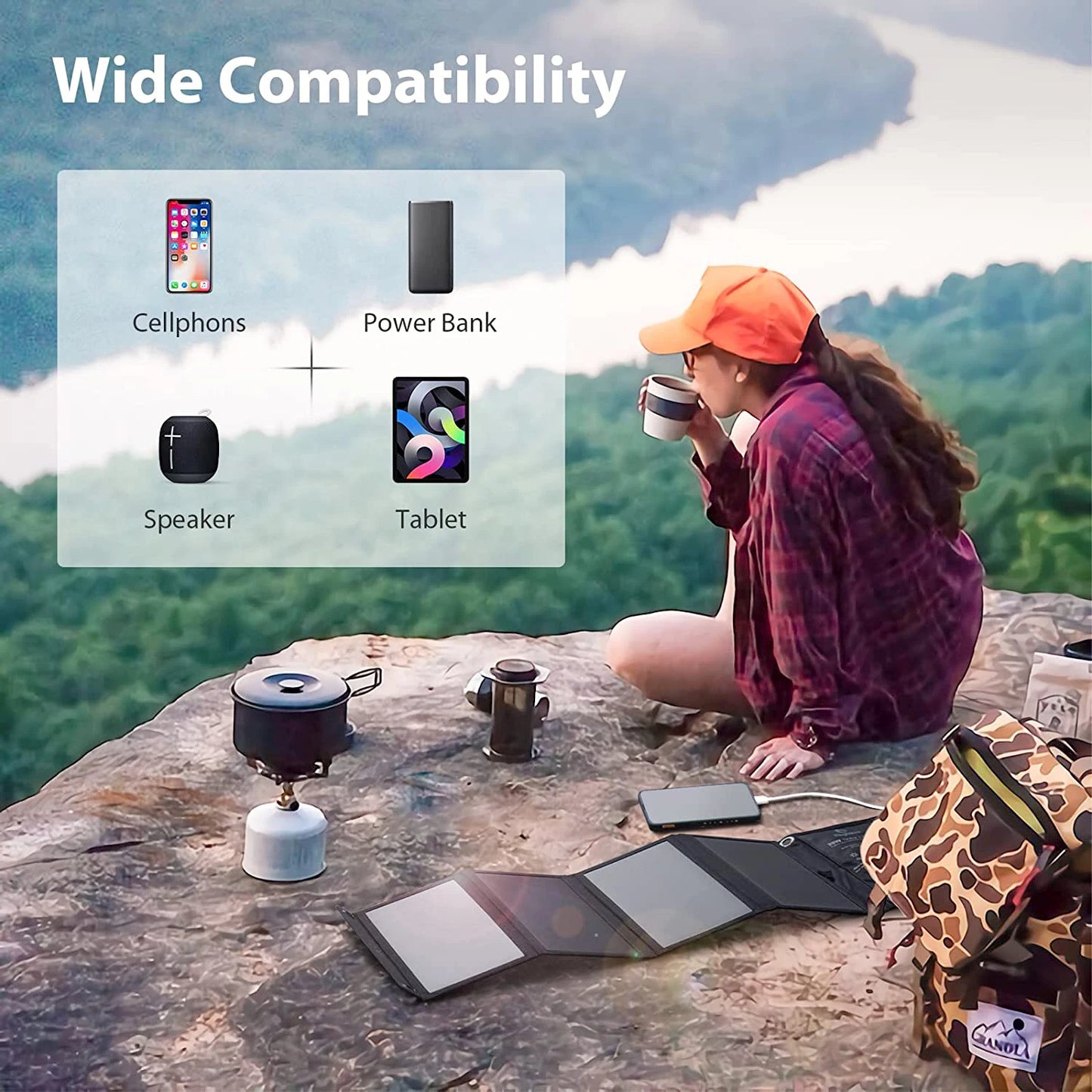 28W Folding Solar Charger Portable Foldable Solar Panel Charger for Camping Mobilephone Hiking