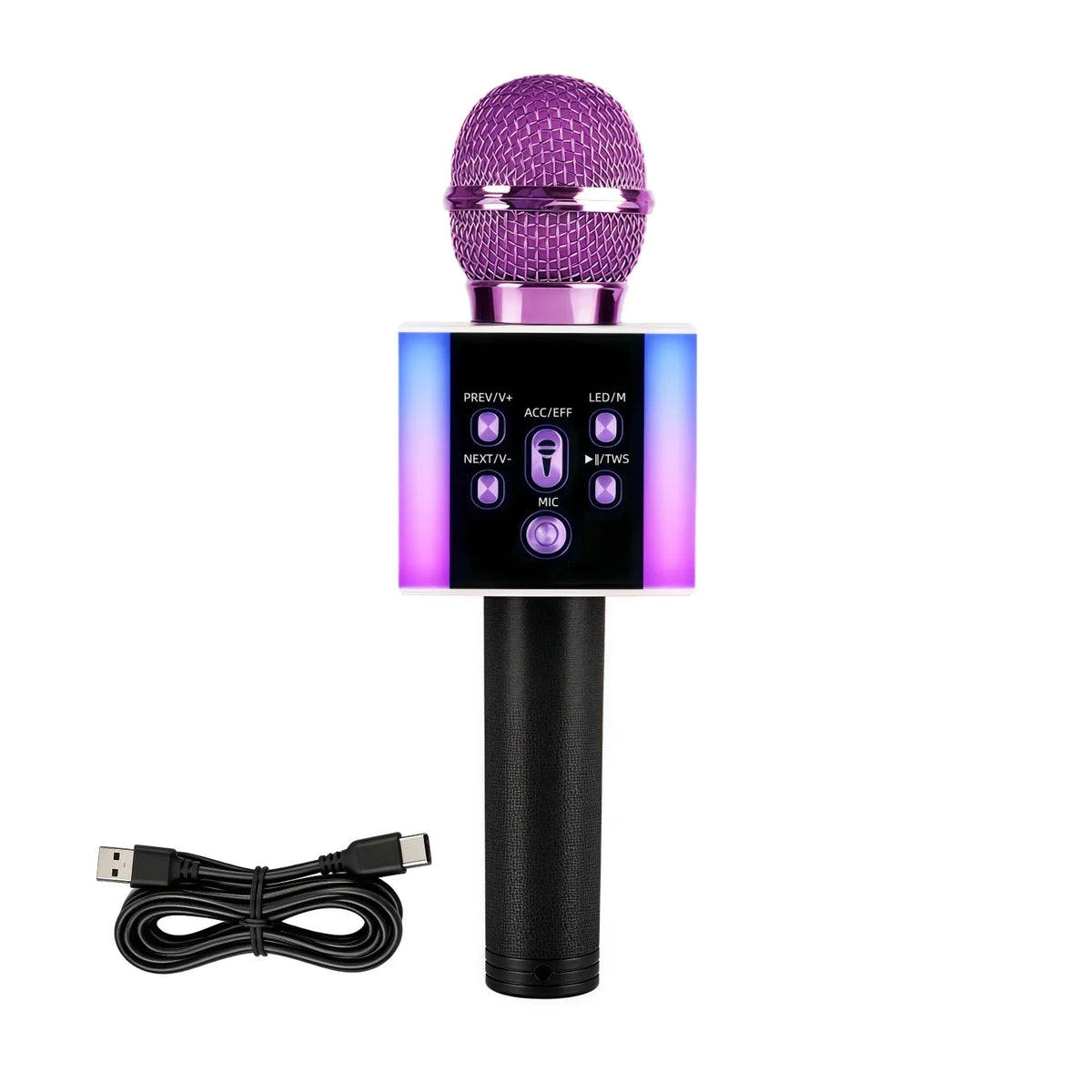 Wireless Karaoke Microphone Bluetooth Speaker LED Light Portable Singing Mic with Voice Changer for Kids Adults Party Outdoor Birthday Gift Car Travel Home KTV Rechargeable Handheld Karaoke Machine Christmas Present Fun Toy C