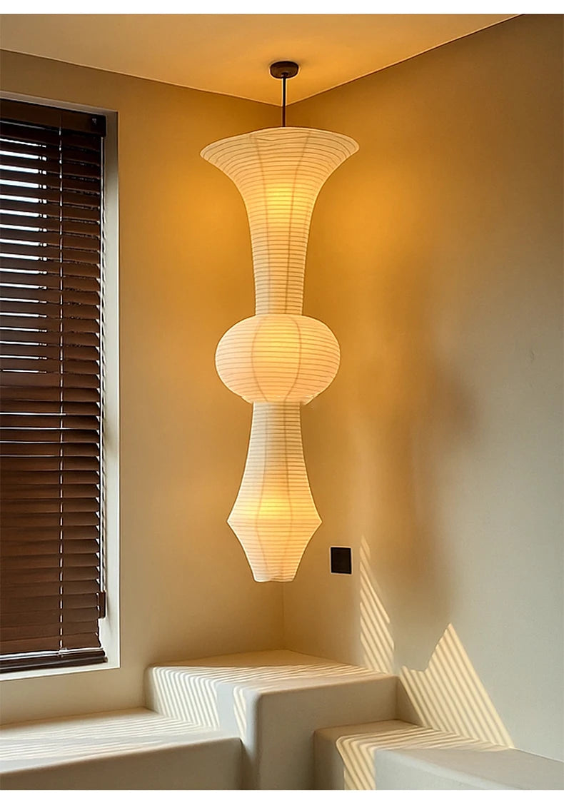 Nordic Wabi Sabi Wind Rice Paper Led Pendant Lights Living Room Bedroom Bedside Lamp Duplex Loft Clothing Store Decor Chandelier