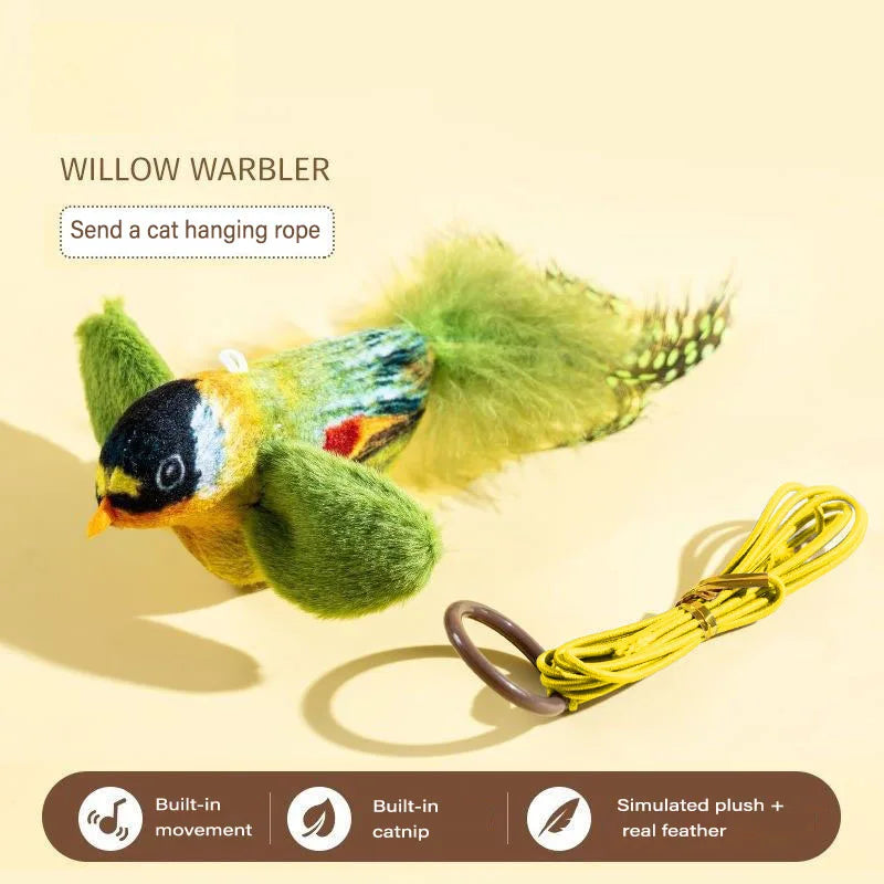 Indoor Interactive Birds Toy for Cat Chasing Teasing Toy Sounding Catnip Cat Teaser Toy Self-hilarity Wall Hanging Birds Cat Toy