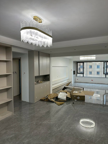 Modern Luxury Crystal Ceiling Chandelier Stainless Steel Living Room Lights Home Decor Dining Room Pendant Lamp Interior Bedroom