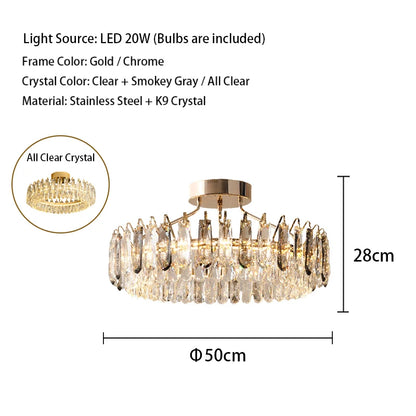 Clear Crystal Ceiling Chandeliers New LED Lights Luxury Rectangle Hanging Lamp Modern Home Decor Lustres for Dining Room Table