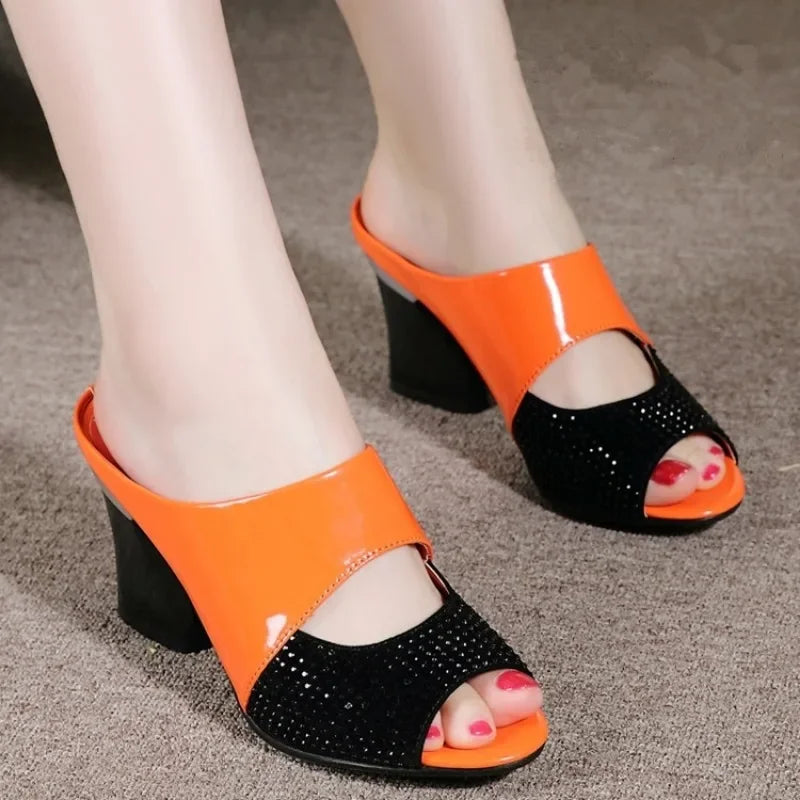 Women's Slippers And Ladies Sandals High Up To 5cm Heel Slides Rubber On Sale Wholesale Natural Skin Luxury New Fashion Shoes 39