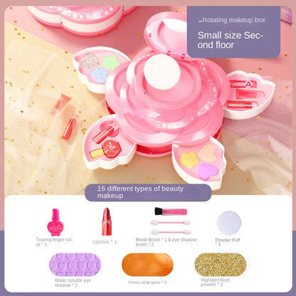 Makeup Box Rotating Opening Cosmetics Toys for Little Girls Princess Makeup Set To Enhance Creativity and Imagination