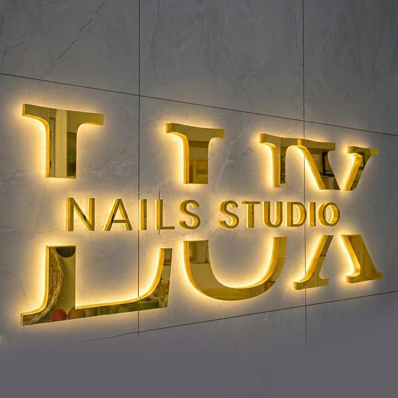 Custom Business Large 3D Led Letter Illuminated Sign Backlit Business Logo Signage Storefront Beauty Salon Sign Dropshipping