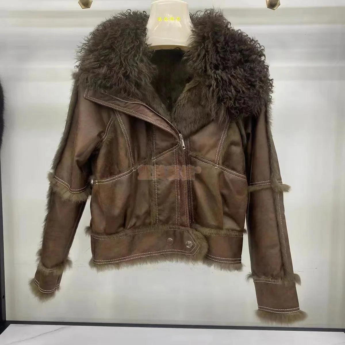 Real Rex rabbit fur Coats With Genuine Sheepskin Leather Wholeskin Natural rabbit fur Jacket Outwear Luxury Women  Winter New