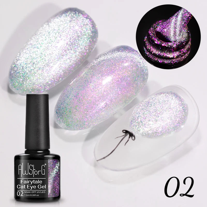 7.5ml Golden Light  Magnetic Gel Golden Gems Magnetic Gel Nail Polish Cat Nail Sparkling Glitter Semi Permanent Varnish