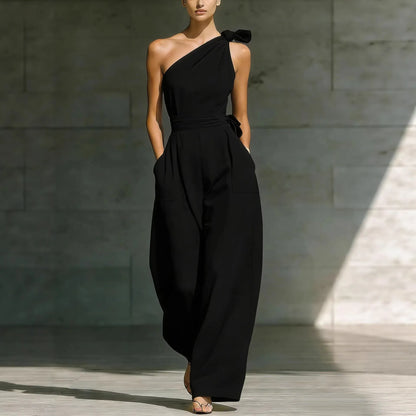 Fashion Sleeveless Jumpsuits For Woman 2026 Summer Casual One Shoulder One Piece Clothes Rompers High Quality Elegant