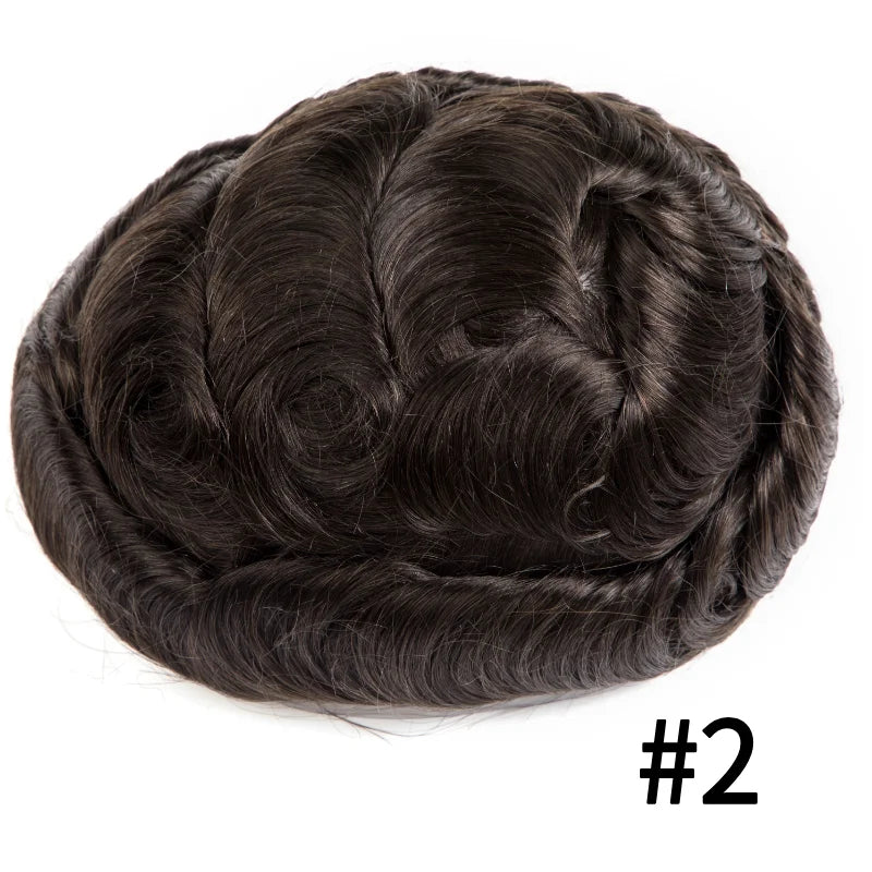 Full Lace Hair System Men Wig With Realistic Hairline Toupee For Men Breathable Male Hair Prosthesis 100% Human Hair Wig For Man