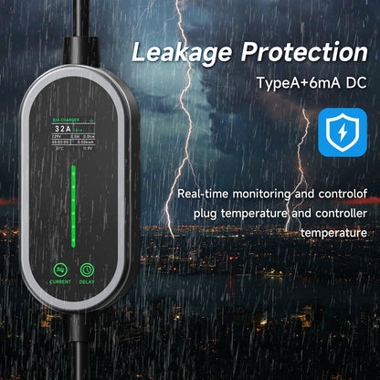 AFEEV 7KW 32A 1Phase Portable EV Charger Type2/Type1/GBT EVSE Fast Charging Cable Wallbox CEE Plug APP Bluetooth Control