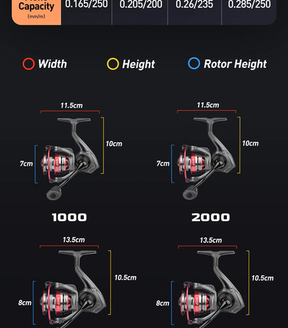 HANDING Elite Spinning Reel Max Drag 6kg 5.2:1 Gear Ratio Light Weight Fishing Reel Slow Descent Spool Smooth Line Laying Reels