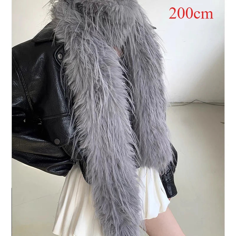 Winter Korean 200cm Long and Thick Scarf Fashionable Plush Long Strip Scarf Women's Imitation Mink Fur Y2K Girl Scarf for Warm