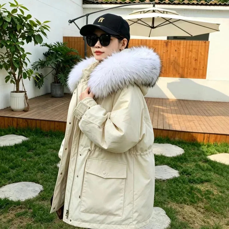 Raccoon Fur Collar Real Fur Down Jacket Parka Fur Collar Natural Fur Hood Trim Fur For Women Warm Wraps Furry Fur Scarf for Coat
