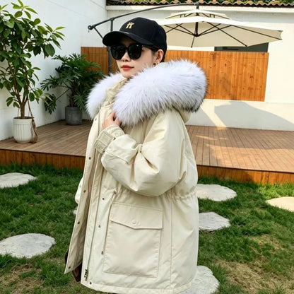Raccoon Fur Collar Real Fur Down Jacket Parka Fur Collar Natural Fur Hood Trim Fur For Women Warm Wraps Furry Fur Scarf for Coat