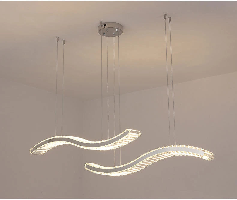 Modern Luxury LED Crystal Pendant Lights Villa Dining Room Kitchen Lighting Lustre Decor Chandeliers Indoor Bar Lights Fixture