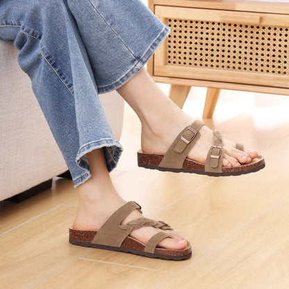 Kidmi Summer New Women's Slippers With Double Adjustable Buckle Casual Non-slip Comfortable Beach Slippers Outdoor Women Sandals